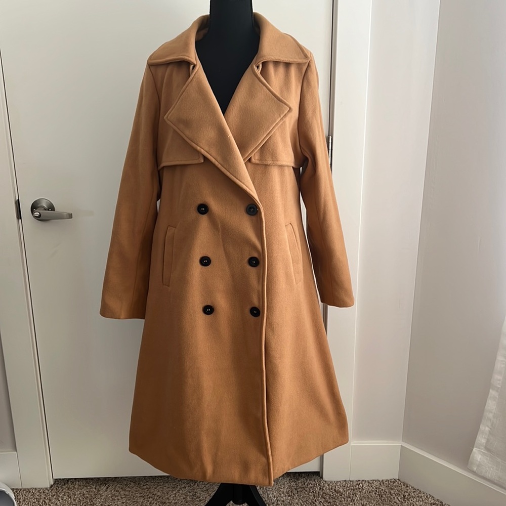 Shein Camel “wool” coat trench style